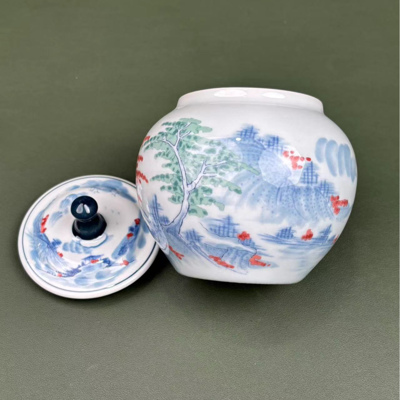 还原白釉下山水茶叶罐G31