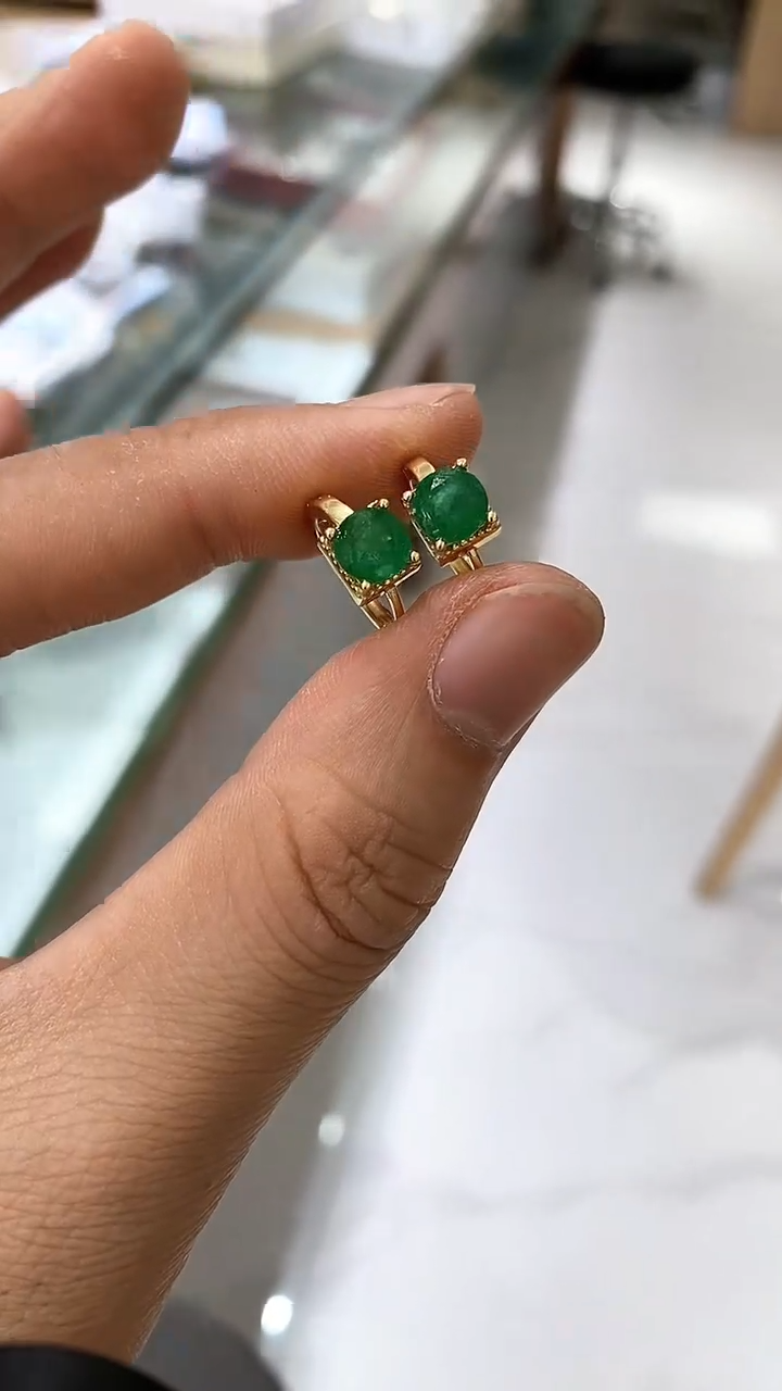 【闪购商品】祖母绿耳饰银S925镶嵌耳饰