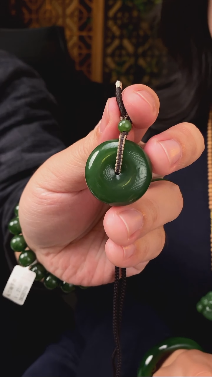 【闪购商品】和田玉吊坠未镶嵌【玉道侠侣】俄料碧玉7号矿平安扣