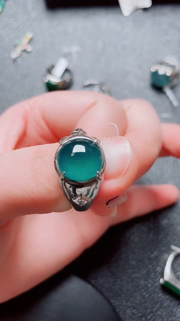 银S925镶嵌戒指翡翠翡翠