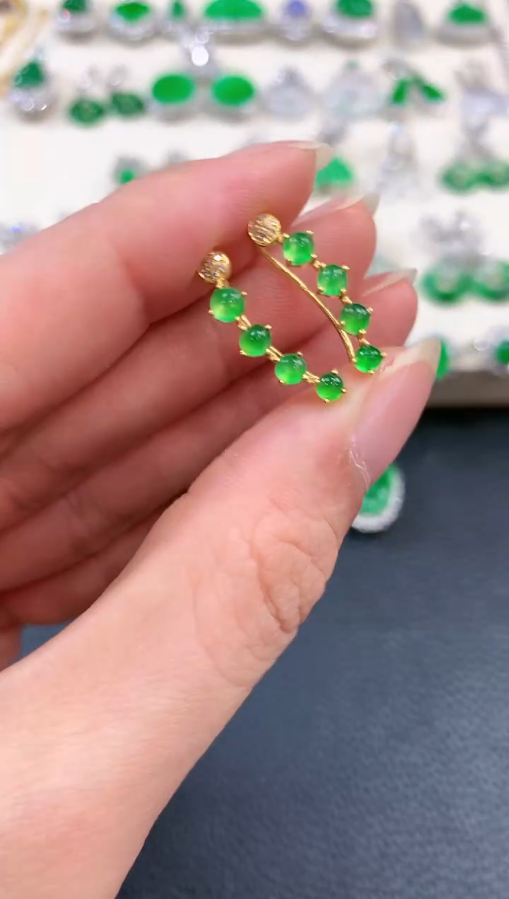 【闪购商品】翡翠耳饰18K金镶嵌   n9