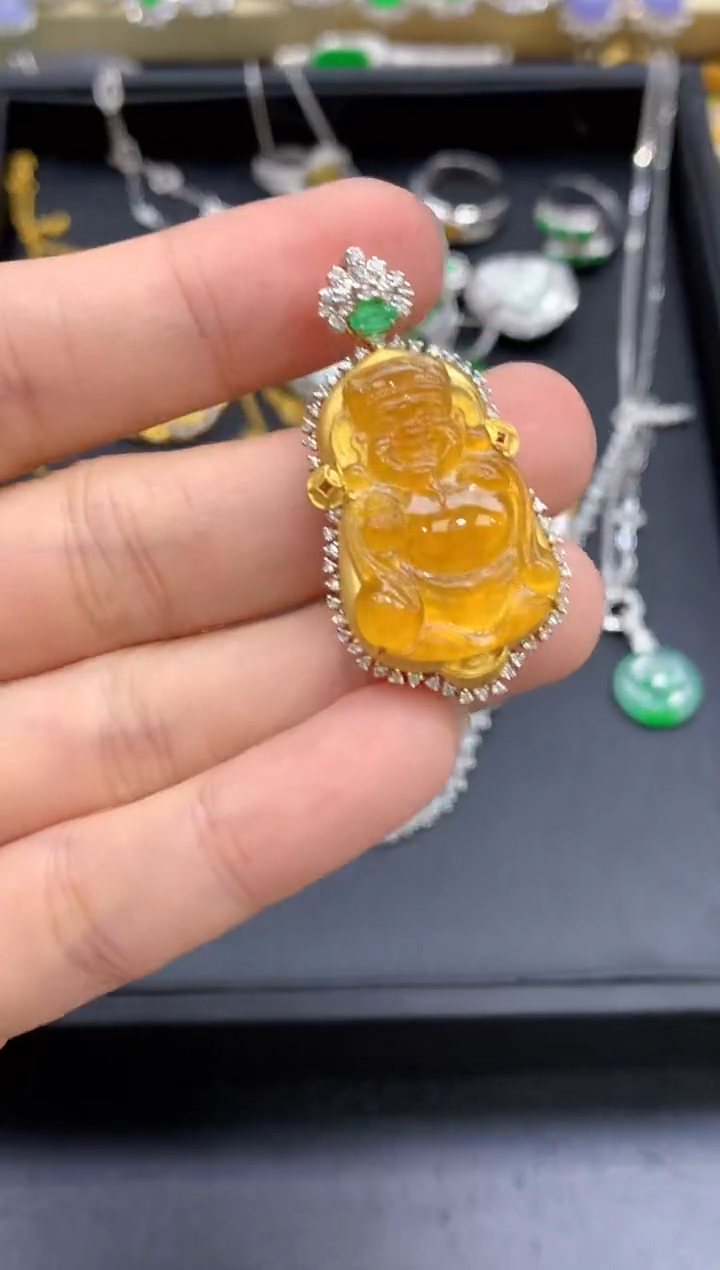 颈饰18K金镶嵌翡翠729-中国好珍宝