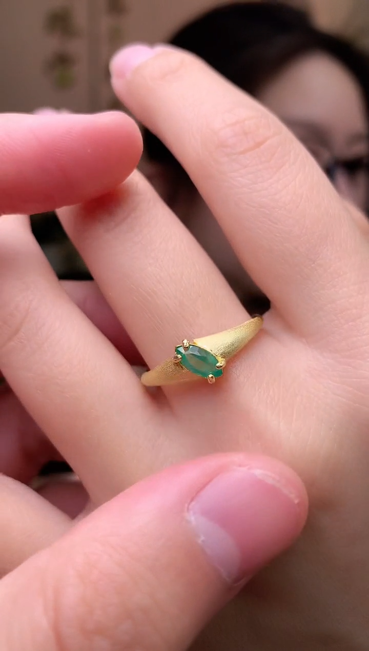 【闪购商品】祖母绿戒指银S925镶嵌戒指