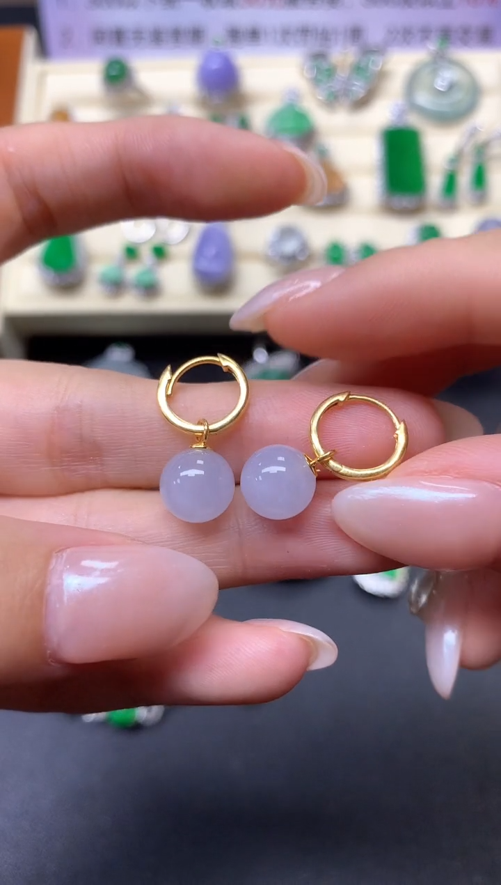 【闪购商品】翡翠耳饰18K金镶嵌耳饰|3100+310