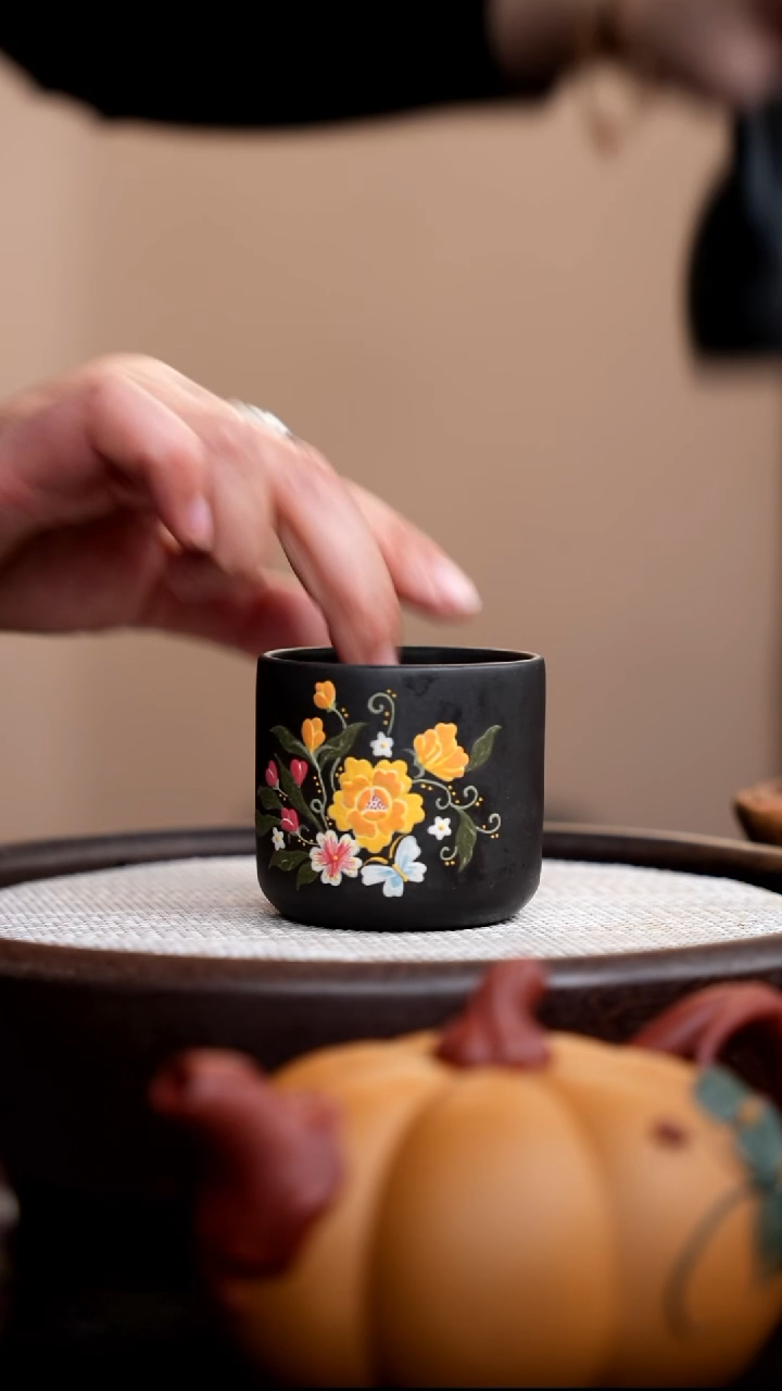 茶壶紫砂云雾天青圆桶杯繁花 
