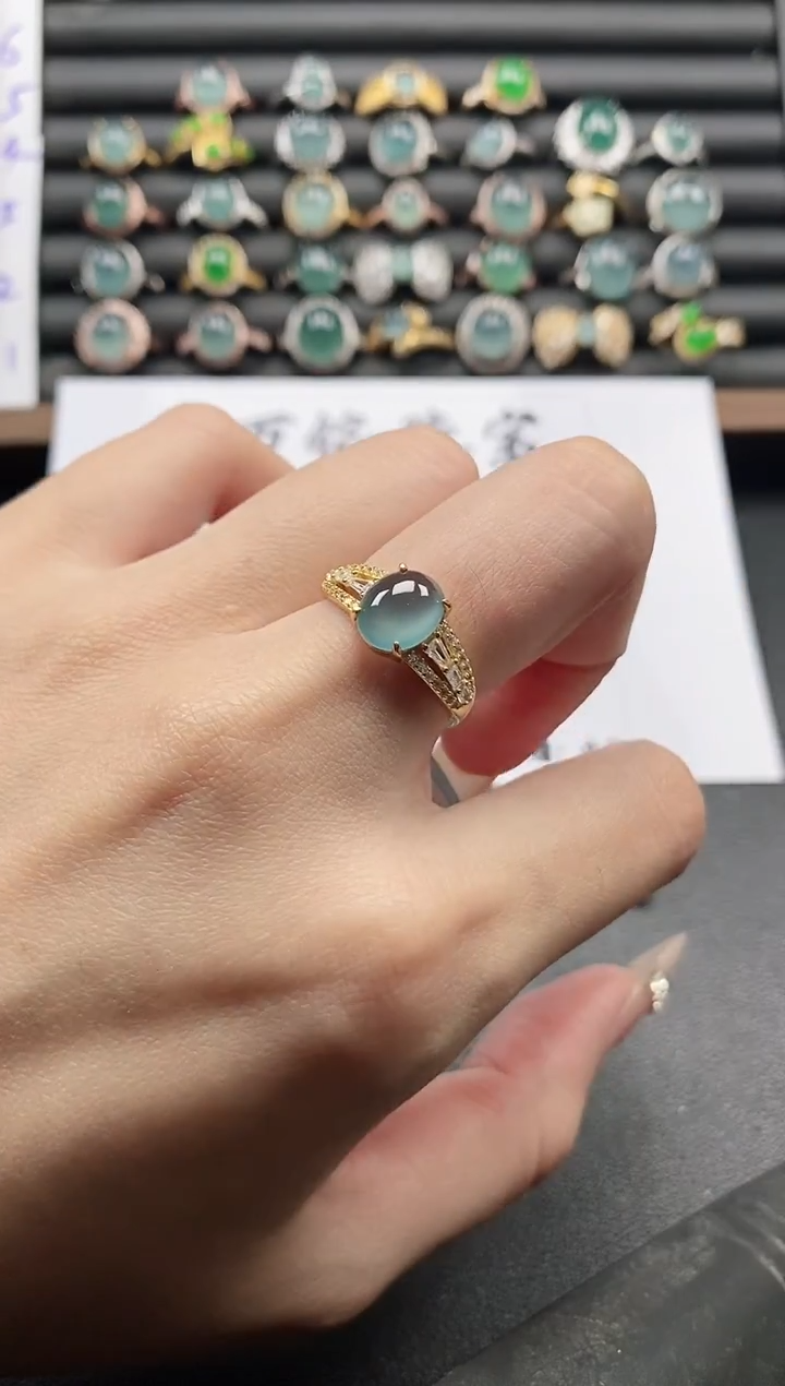 银S925镶嵌戒指翡翠54151