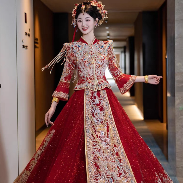 2025年夏季新款轻纱秀禾高端重工显瘦中式结婚敬酒秀禾服婚服嫁衣