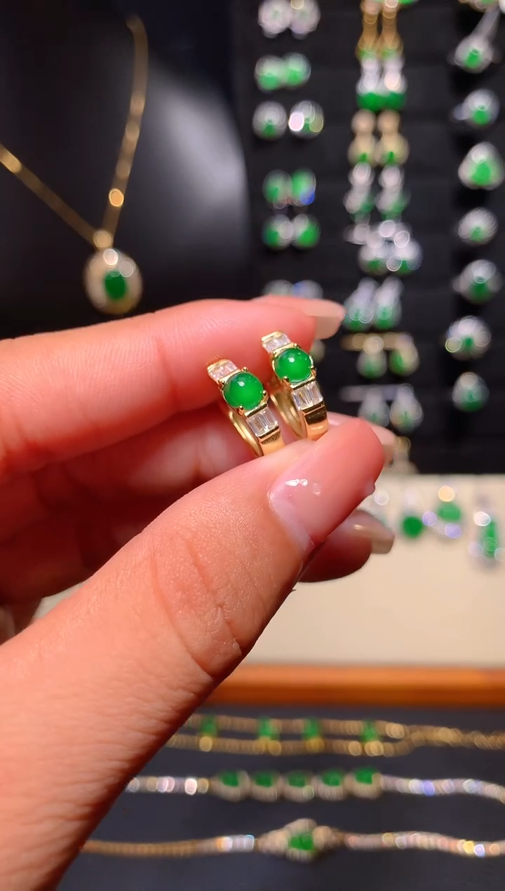 【闪购商品】翡翠耳饰银S925镶嵌多样性