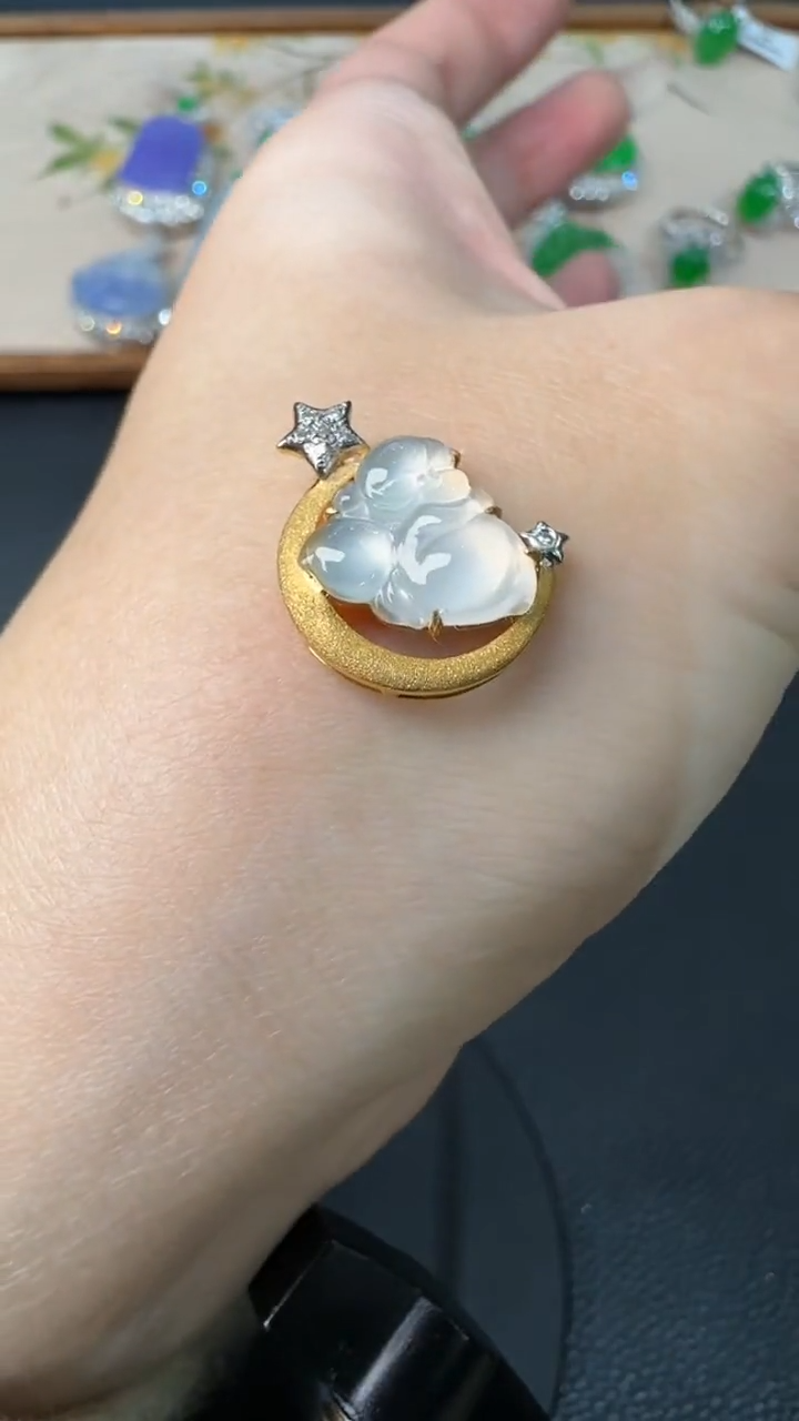 【闪购商品】翡翠吊坠(不含链)18K金镶嵌8