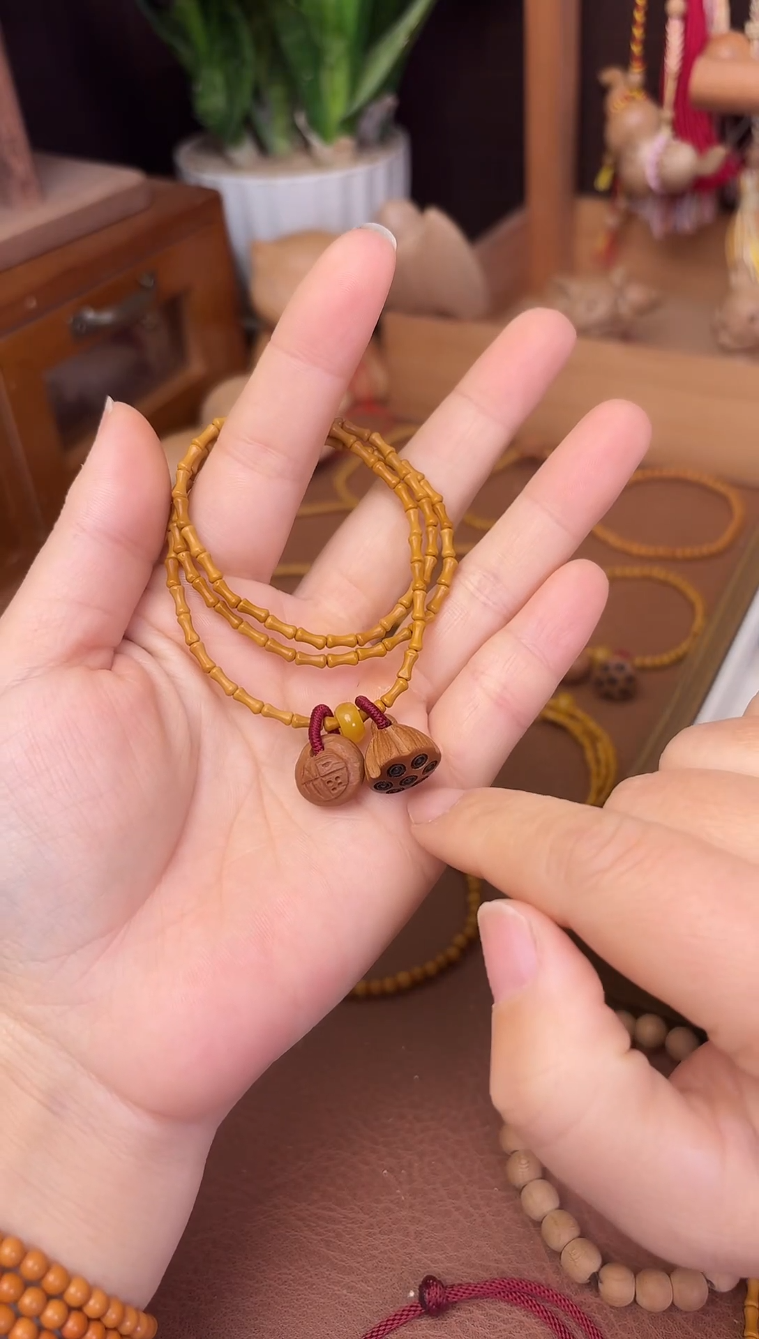 手串桃核三圈好运莲莲竹节跑环