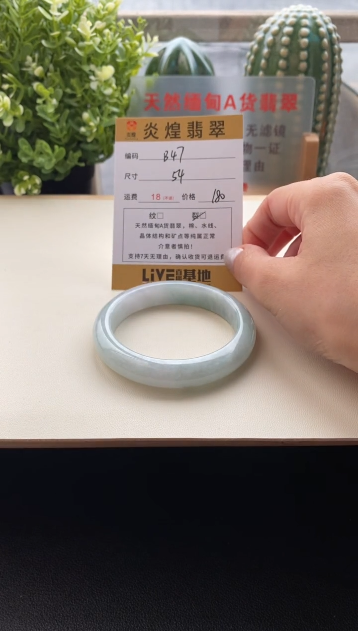 未镶嵌手镯翡翠圈口54编码B47