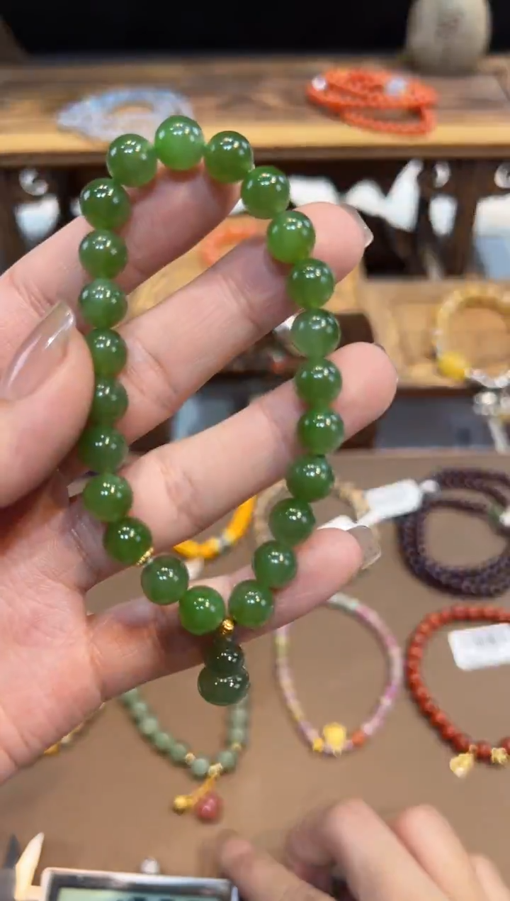 【闪购商品】和田玉手链18K金镶嵌手饰@@