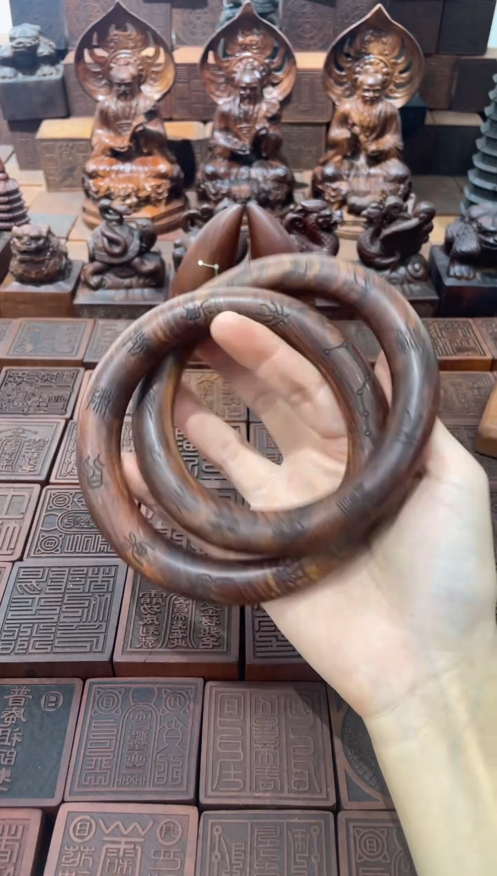 枣木内径80刻字六七星乾坤圈