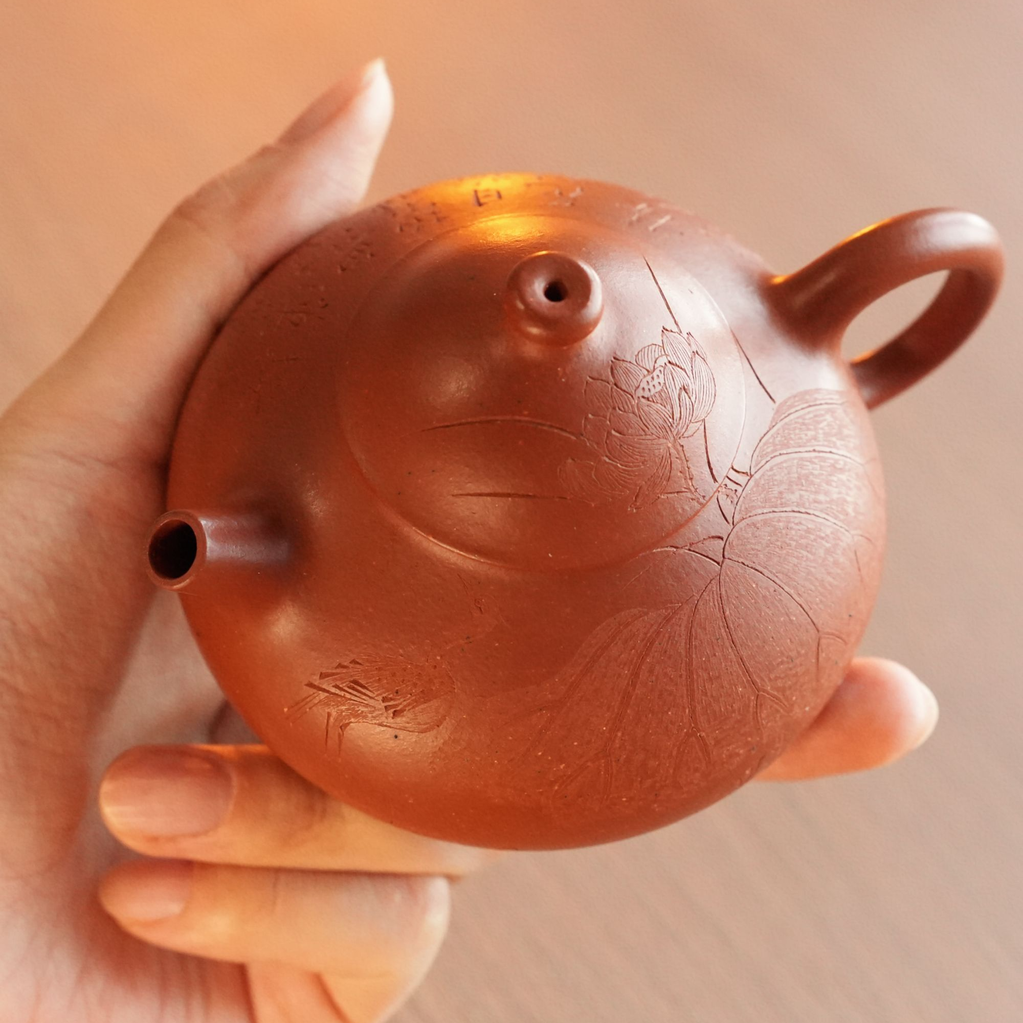 紫砂茶壶莲语刻绘JBZ046