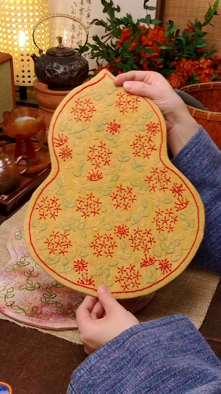o****oCici手作刺子绣柿染壶垫杯853