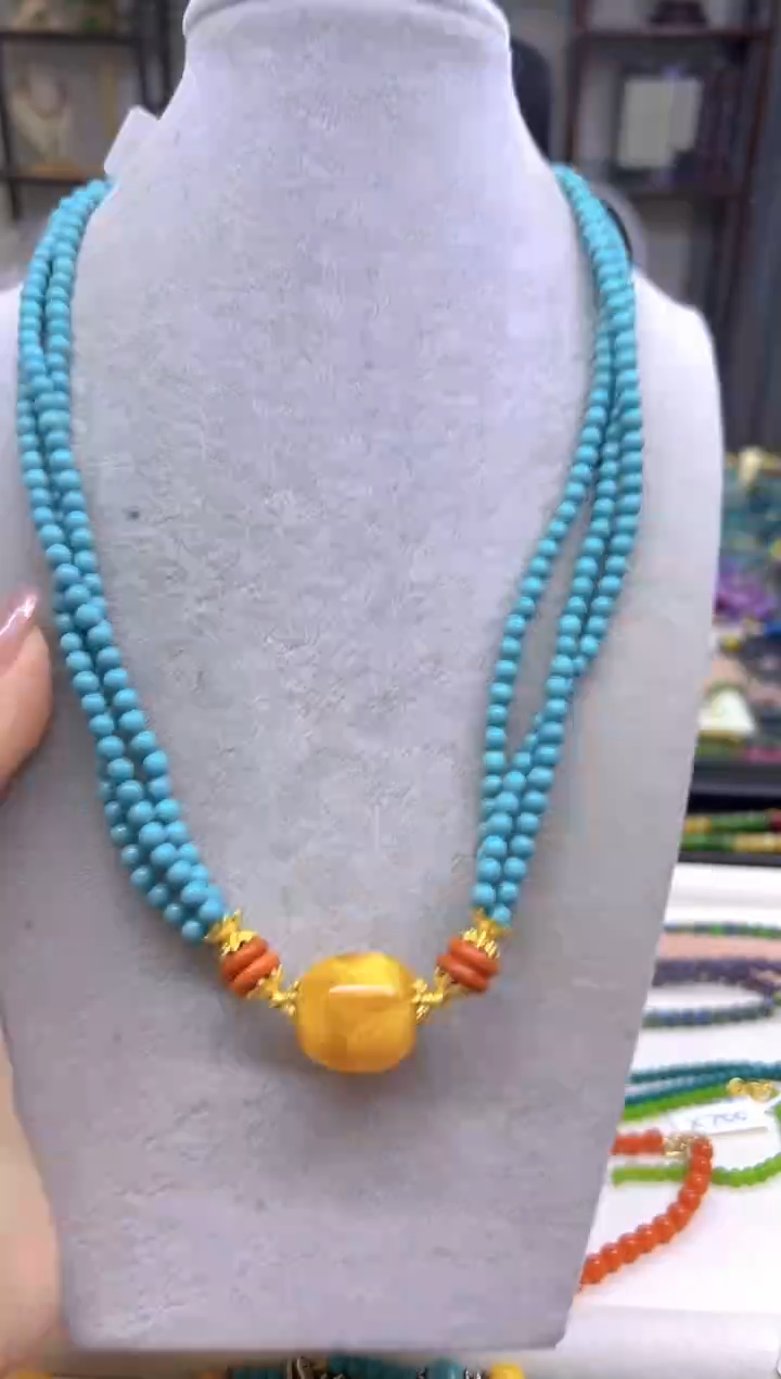 未镶嵌毛衣链蜜蜡DIY款X689