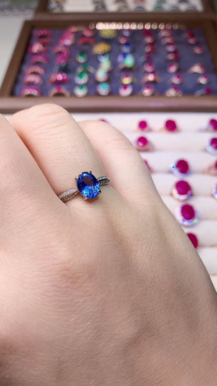 【闪购商品】海蓝宝石戒圈银S925镶嵌000