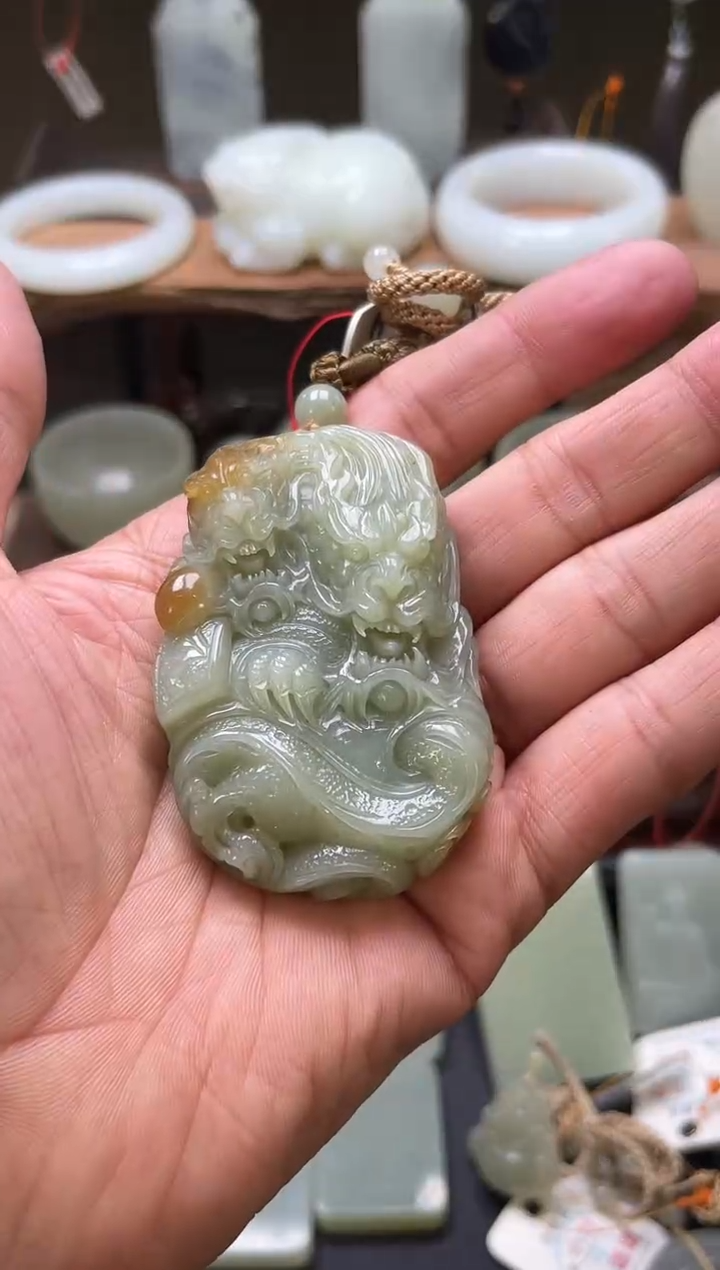 【闪购商品】和田玉手把未镶嵌若羌糖黄 龙手把9002867