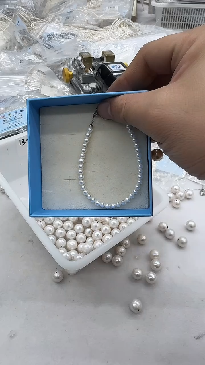 未镶嵌手链淡水珍珠5mm 爱心尾链
