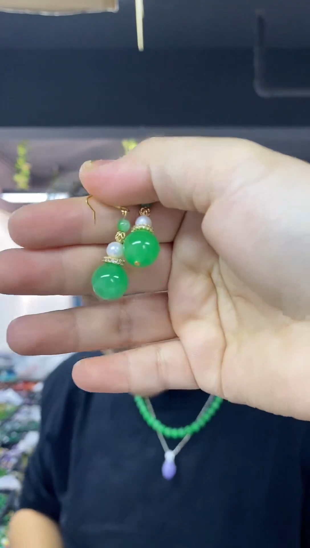 银S925镶嵌翡翠耳饰多样性发其一颜色微差