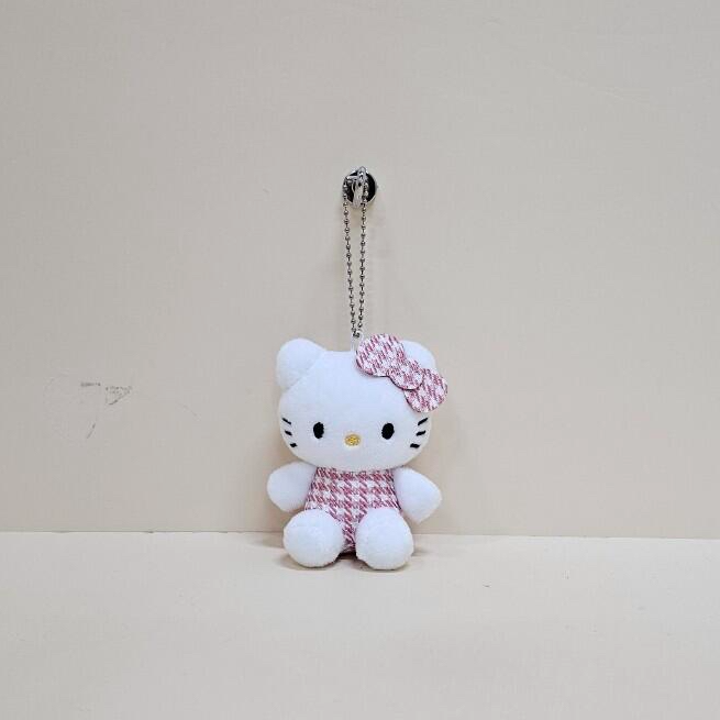 【首尔限定】Hello Kitty 粉色千鸟格Kitty 钥匙扣玩偶  运动包配件