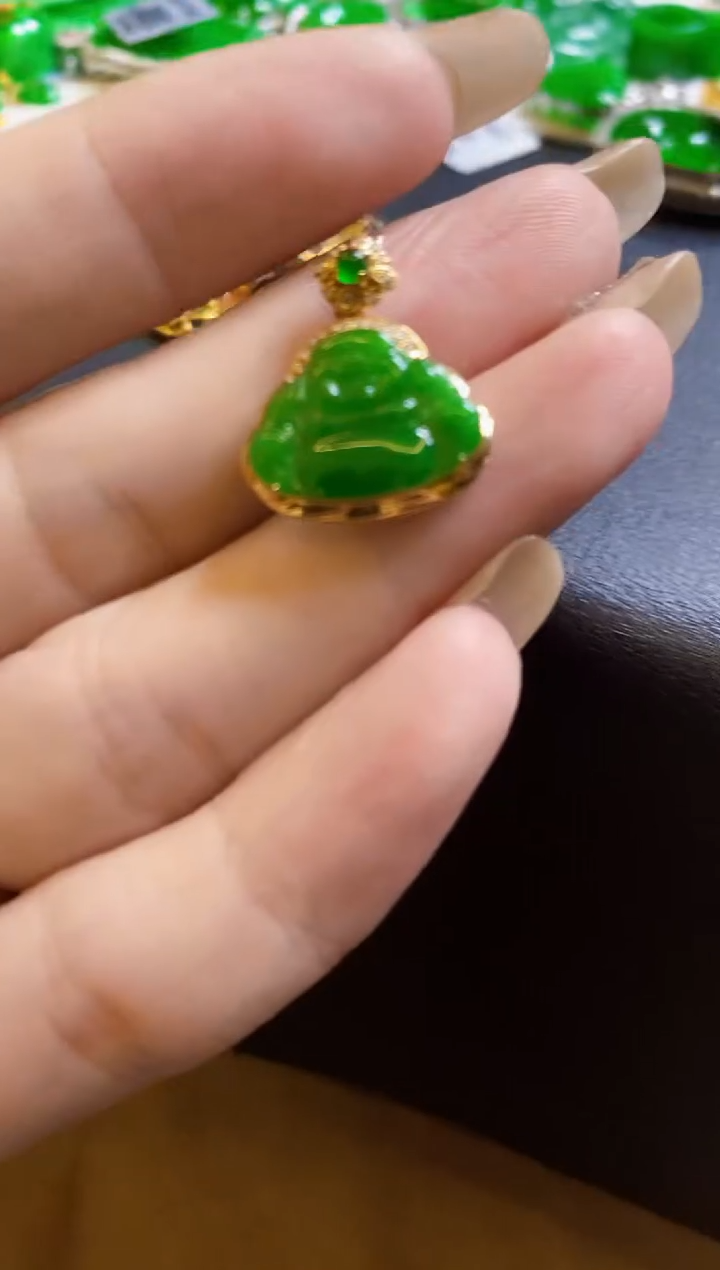 【闪购商品】定制翡翠18K金镶嵌佛公