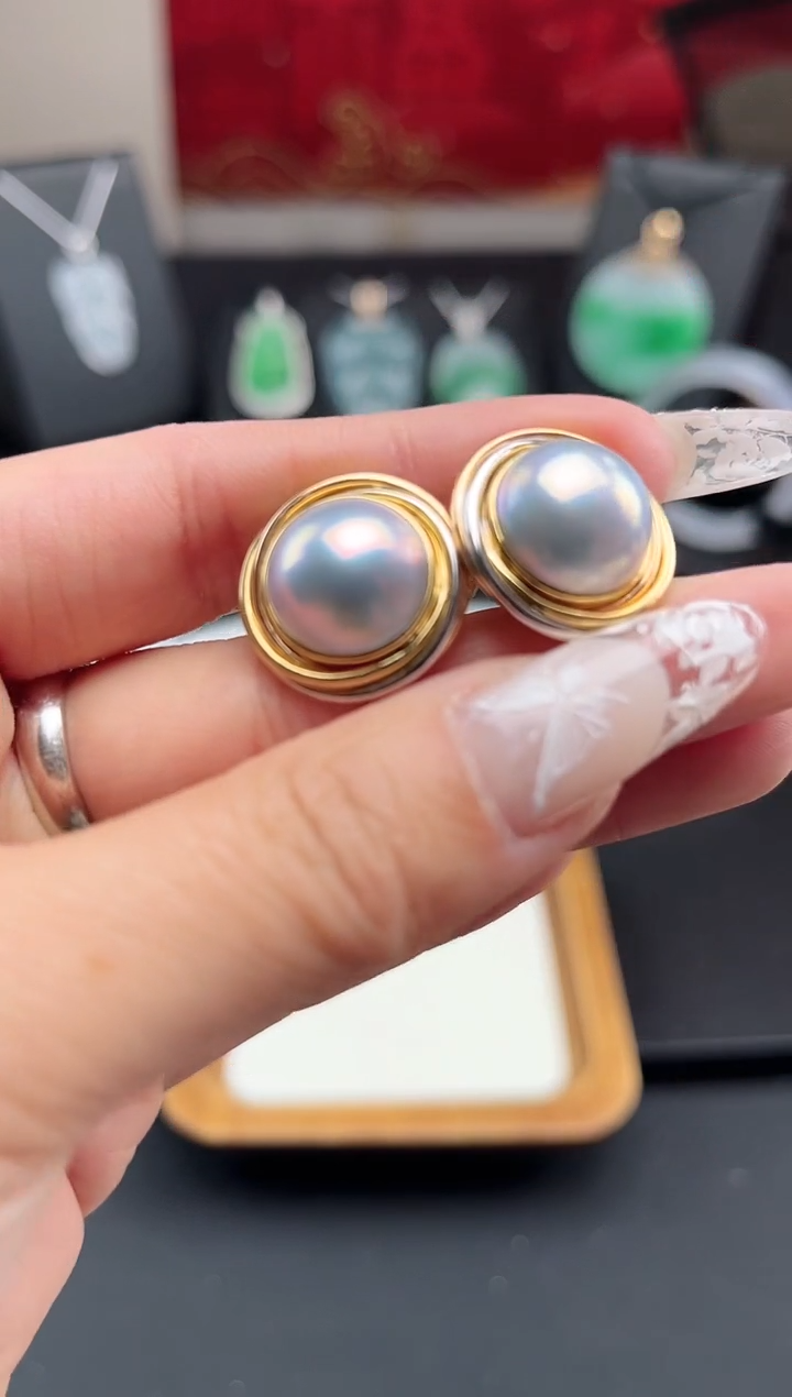 【闪购商品】海水珍珠耳饰18K金镶嵌耳饰