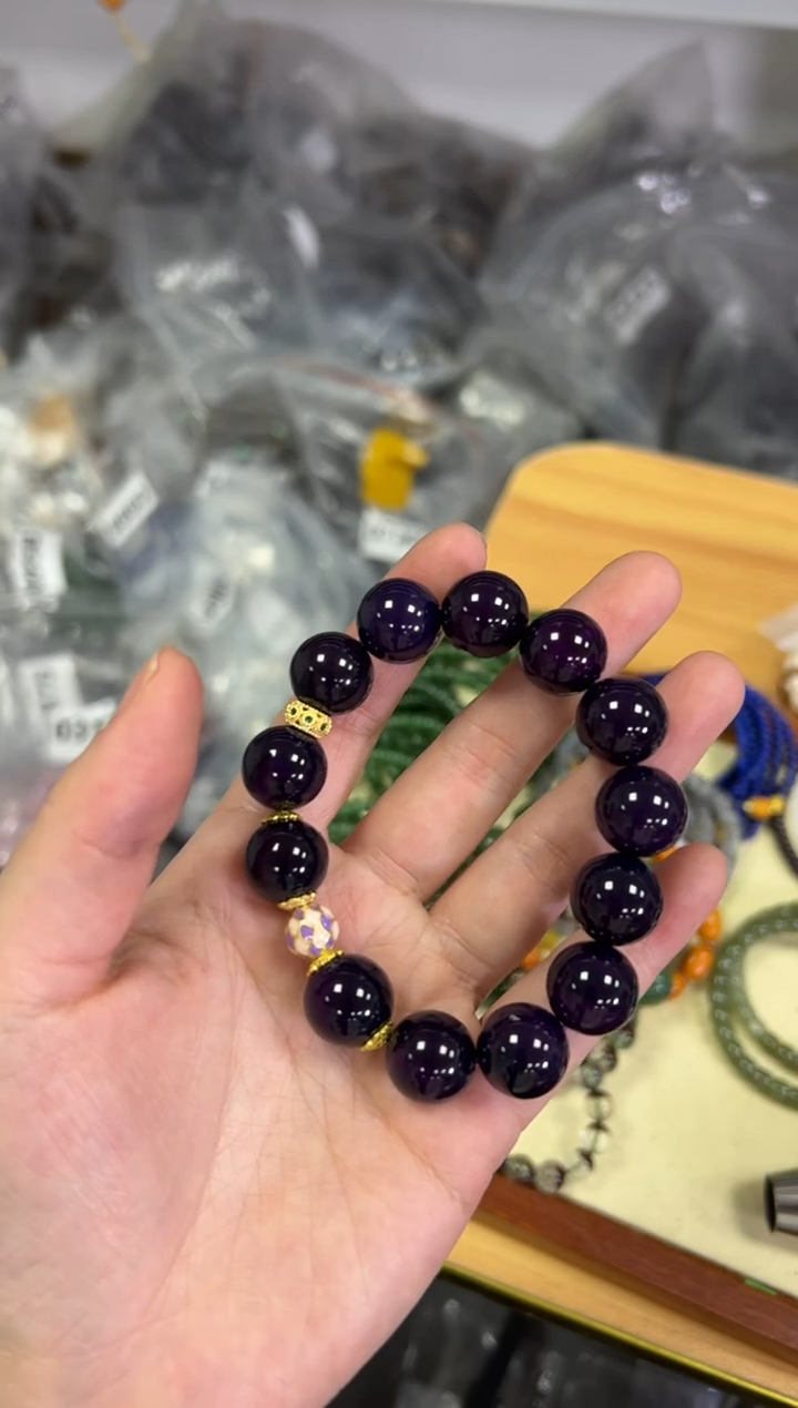 【闪购商品】玛瑙/玉髓手链未镶嵌紫俱来玛瑙大珠款手串[0994]