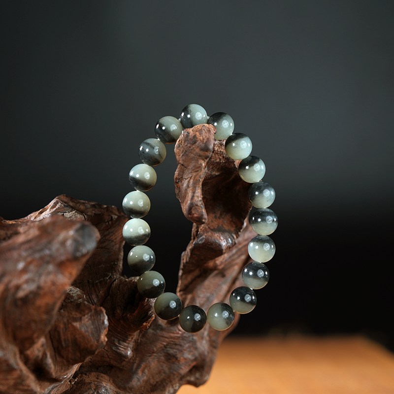 lot10 和田玉青花聚宝盆手串/QG51222-184408 保利山东