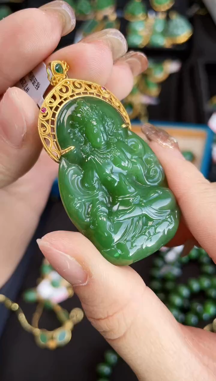 【闪购商品】和田玉吊坠18K金镶嵌50MM 多样性发一Z