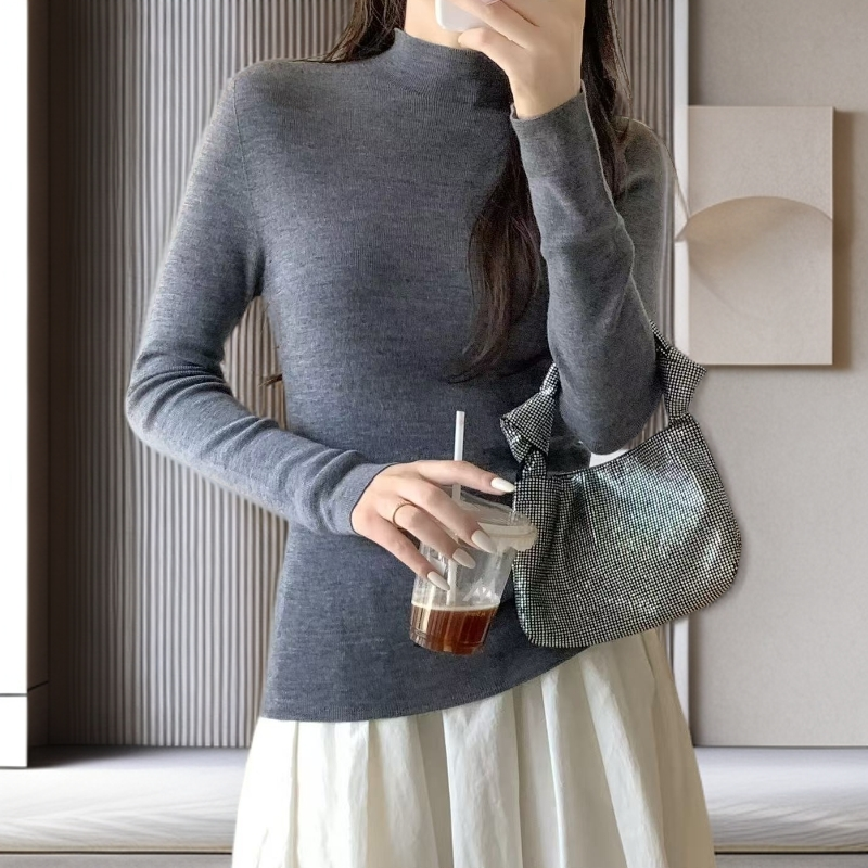 针织衫法式半高领打底衣显瘦时尚百搭