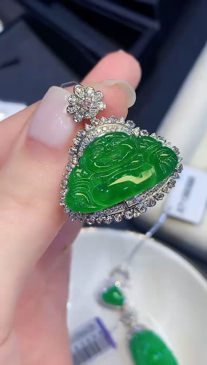 吊坠(不含链)18K金镶嵌翡翠ZJ