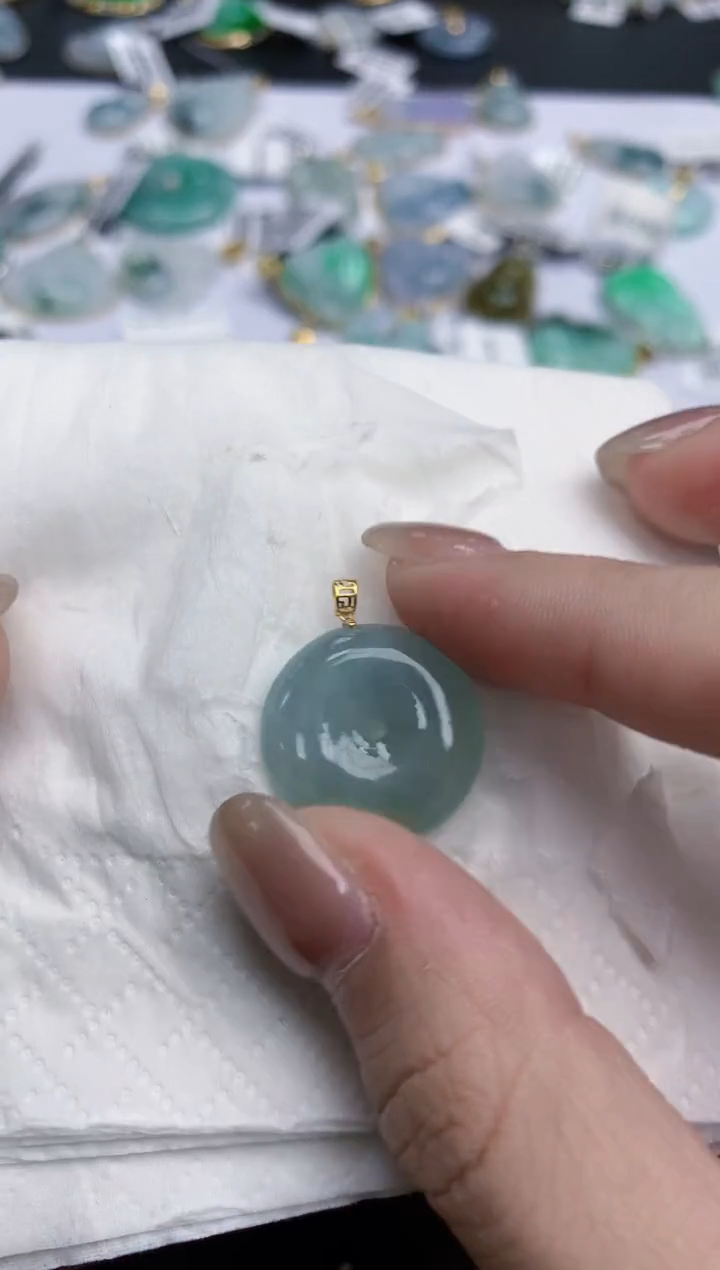 【闪购商品】翡翠颈饰18K金镶嵌天然缅甸翡翠A货