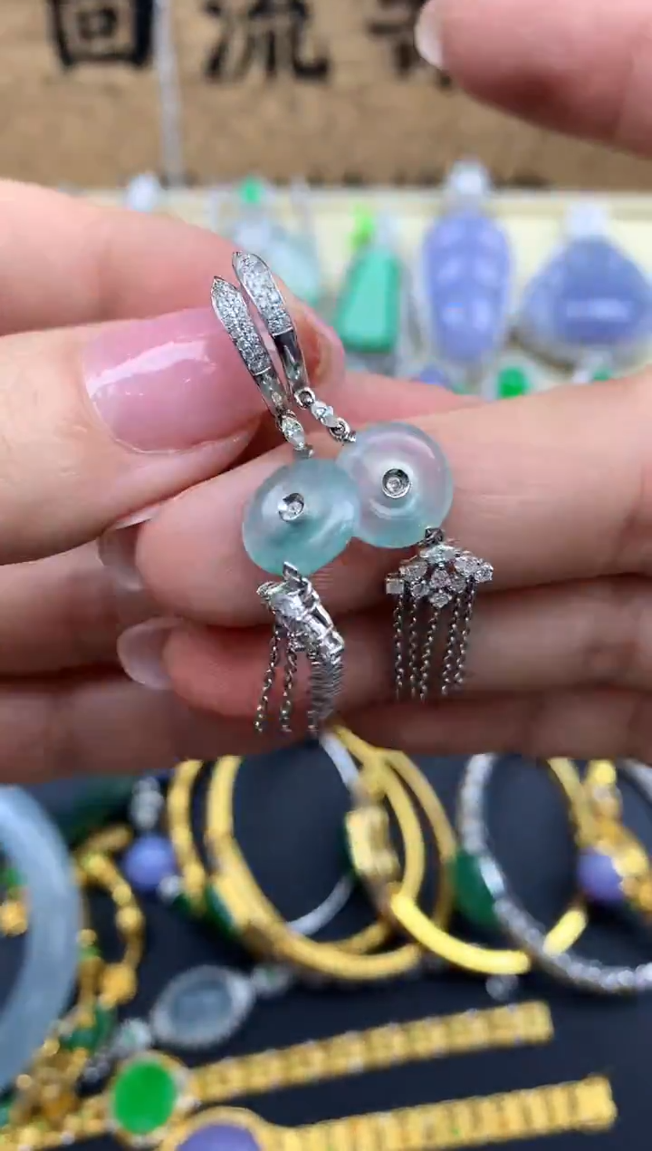 【闪购商品】翡翠耳饰18K金镶嵌433-中国好珍宝