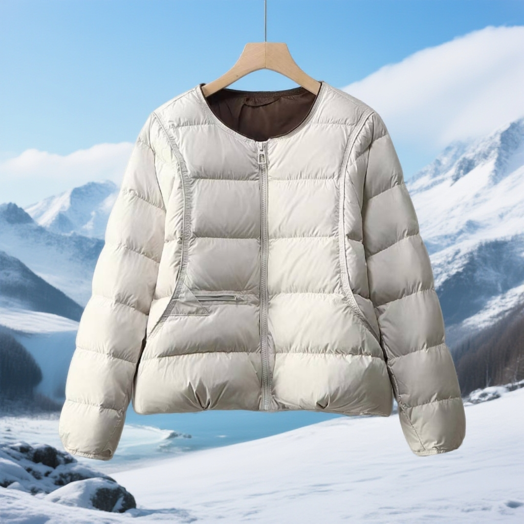 甜甜D5酱无领短款新国标云感高奢90羽绒服-NSZMG