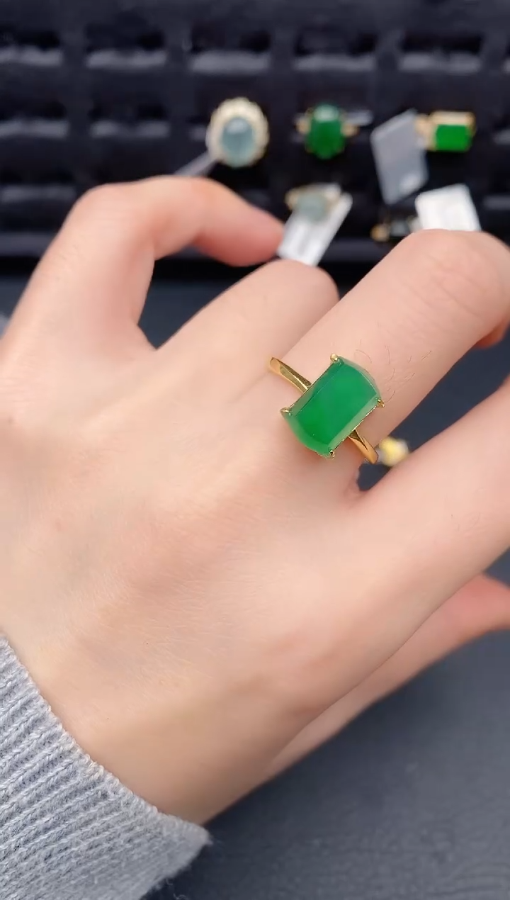 银S925镶嵌戒指翡翠天然a货翡翠301