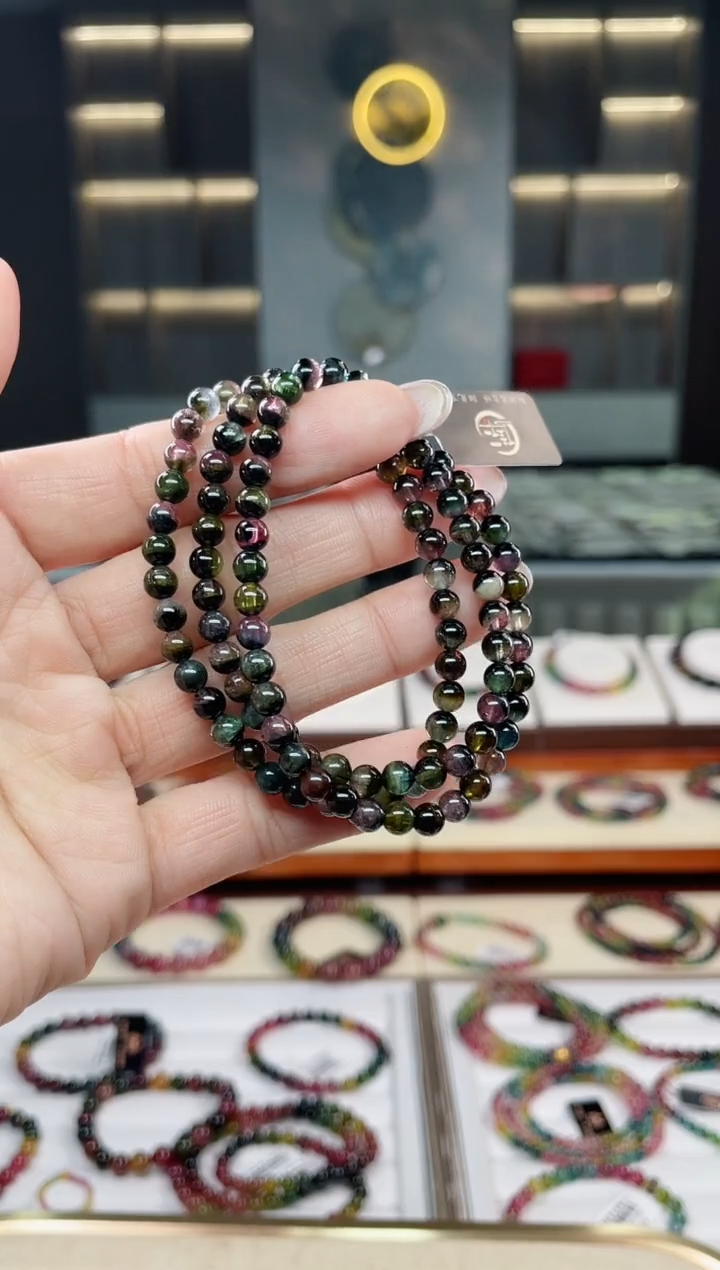 未镶嵌老矿碧玺三圈手串5mm+碧玺（多样性发一条）T