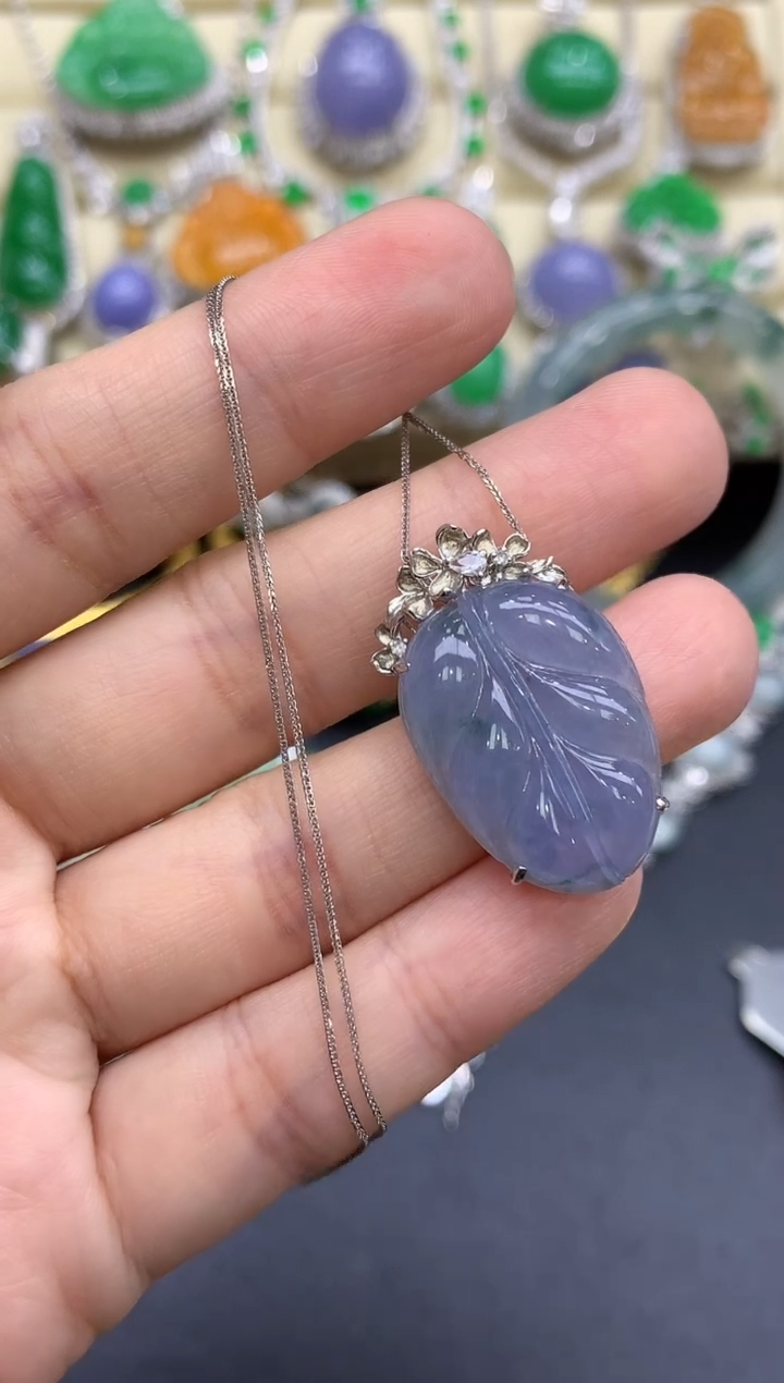 颈饰18K金镶嵌翡翠327-中国好珍宝