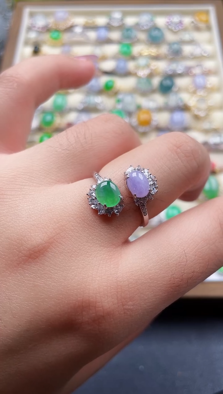 银S925镶嵌戒指翡翠86