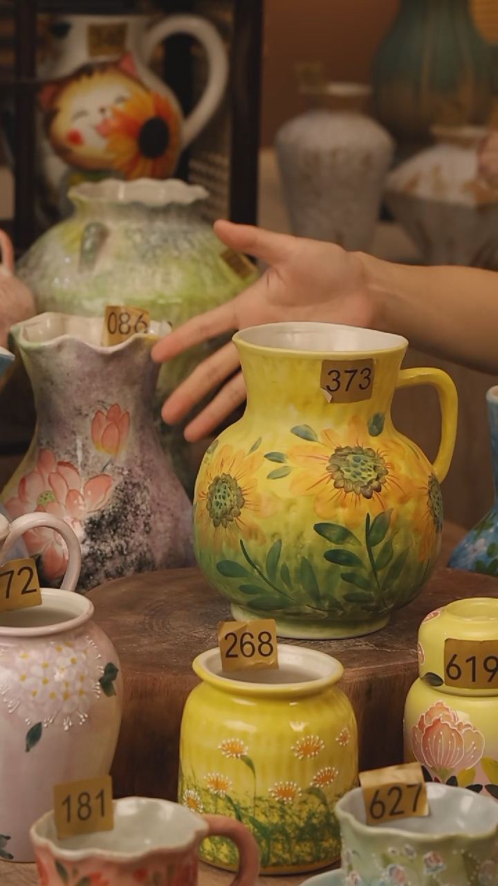 陶瓷373景德镇设计师手作花器摆件侘寂风