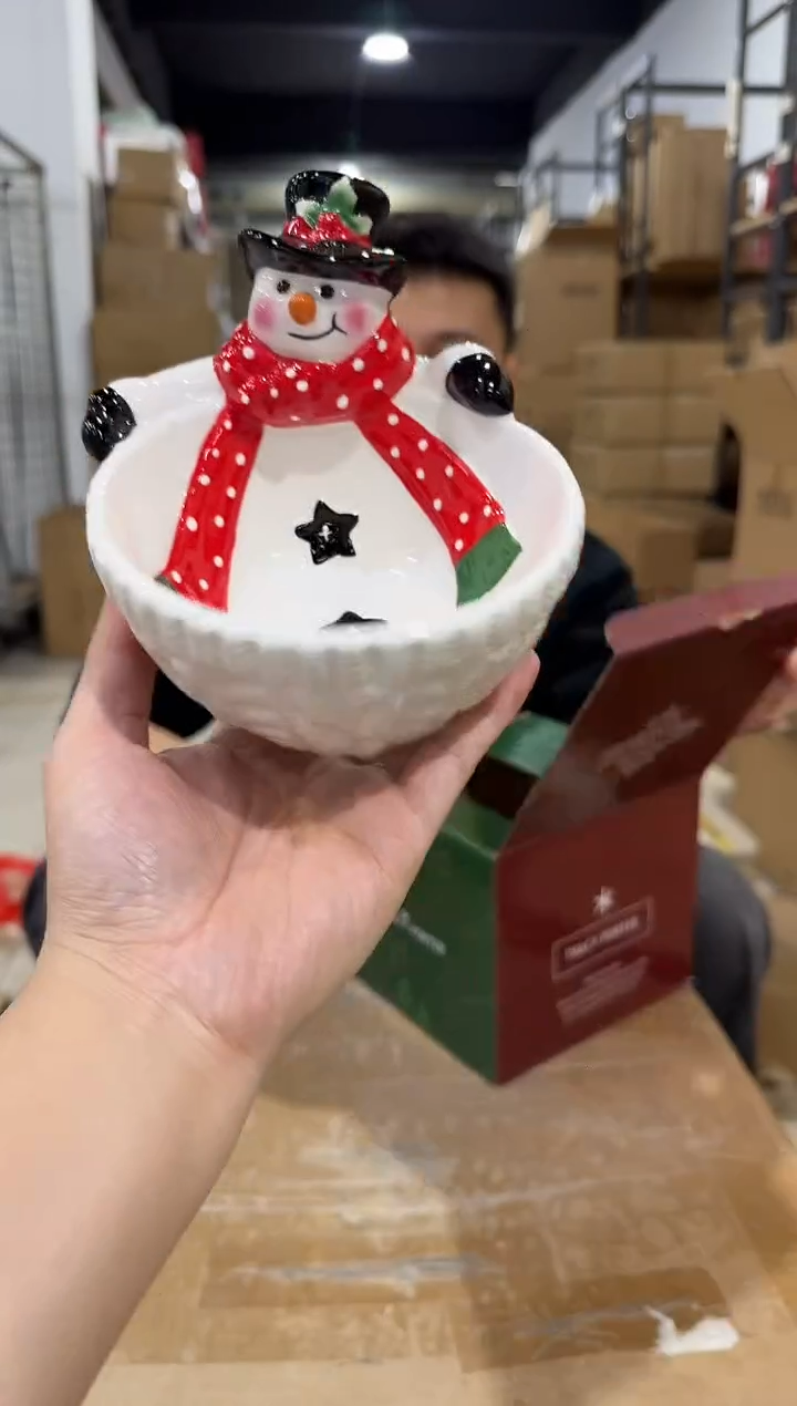 瓷片原盒雪人碗 