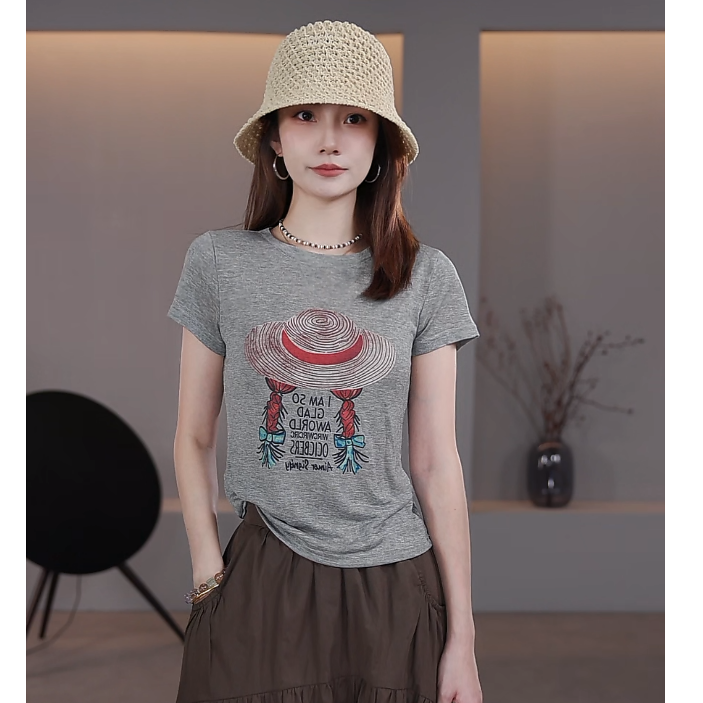 【LIbaibai】夏季2025年新款天丝莱赛尔冰感薄款短袖T恤上衣BB-2361