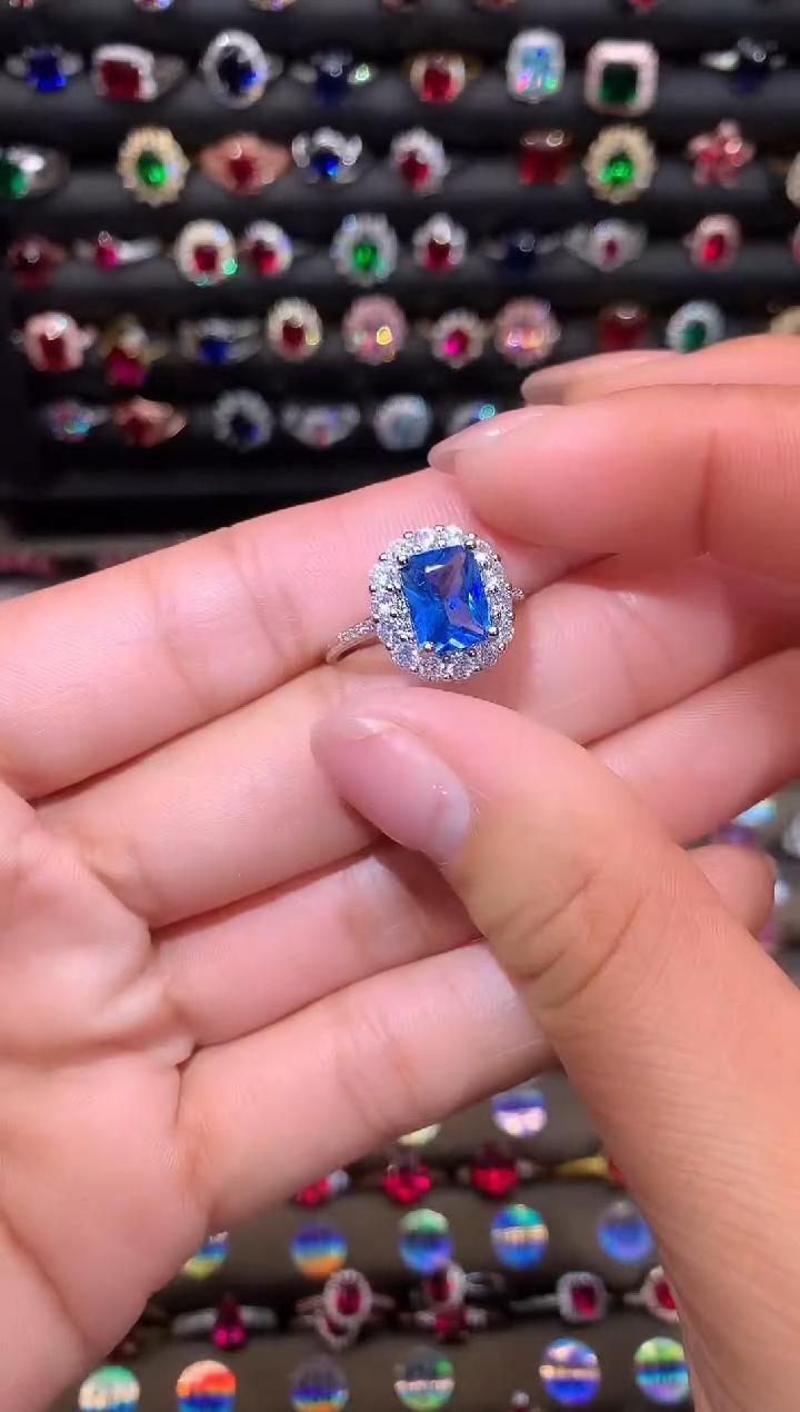 【闪购商品】蓝宝石戒指银S925镶嵌矢车菊79