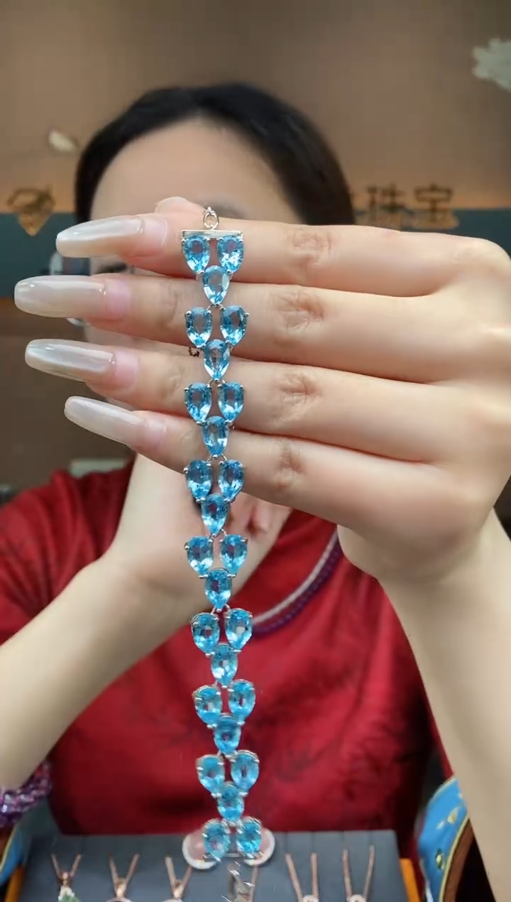 【闪购商品】托帕石手链银S925镶嵌托帕石手链