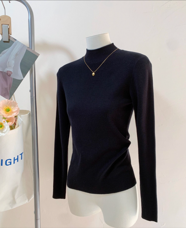【扣号下单】针织打底衫女2025秋冬季毛衣立领内搭高级感上衣百搭