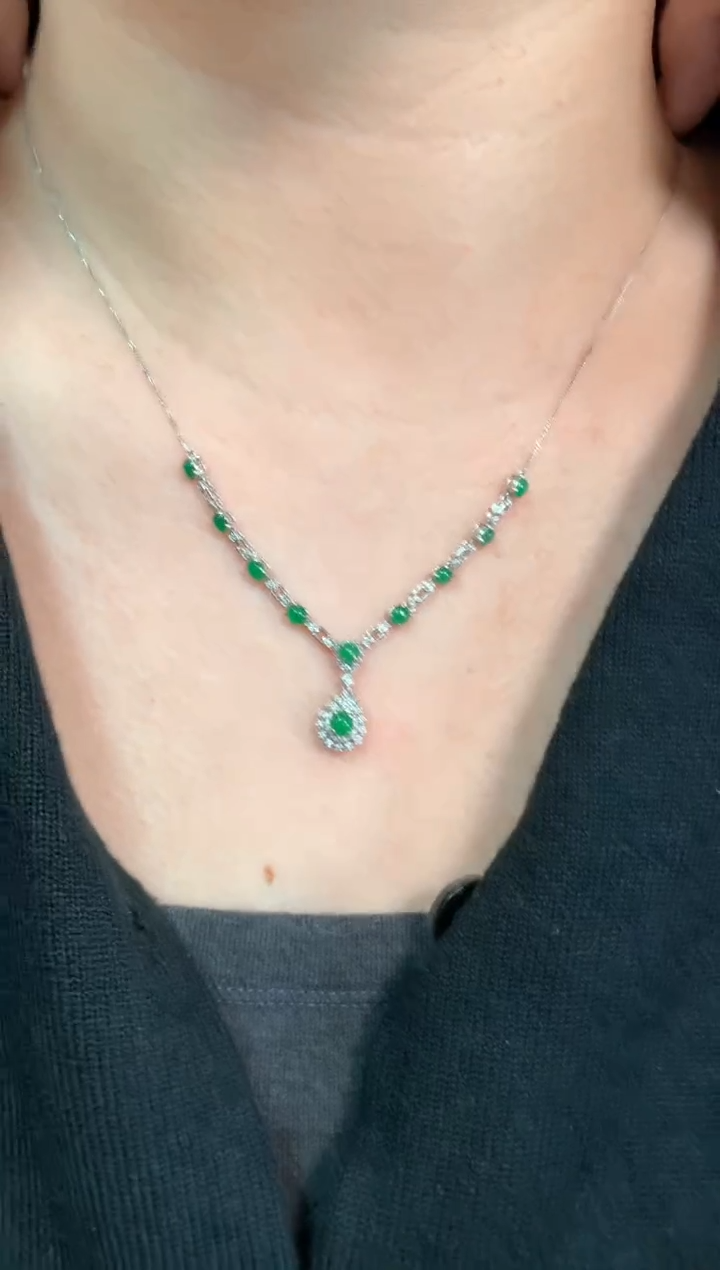 【闪购商品】翡翠套链18K金镶嵌A268|4500