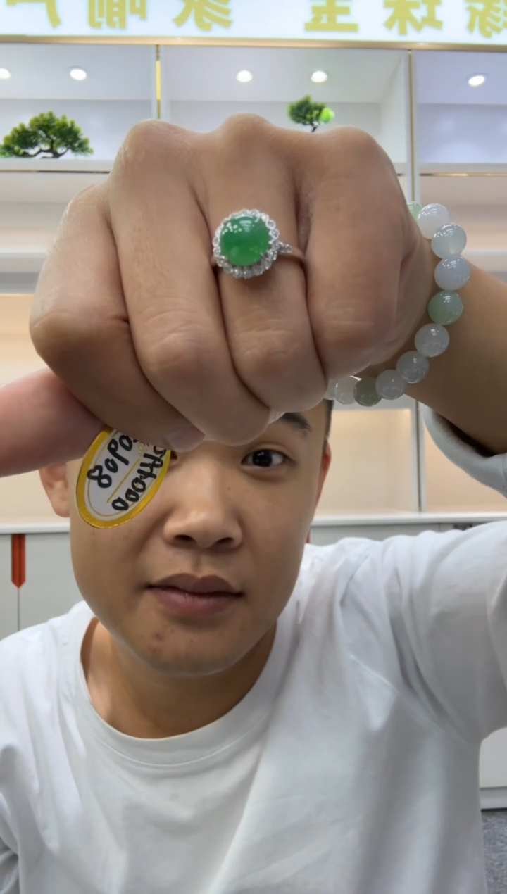 颈饰18K金镶嵌翡翠黎**晓天然翡翠A货孤品一件 