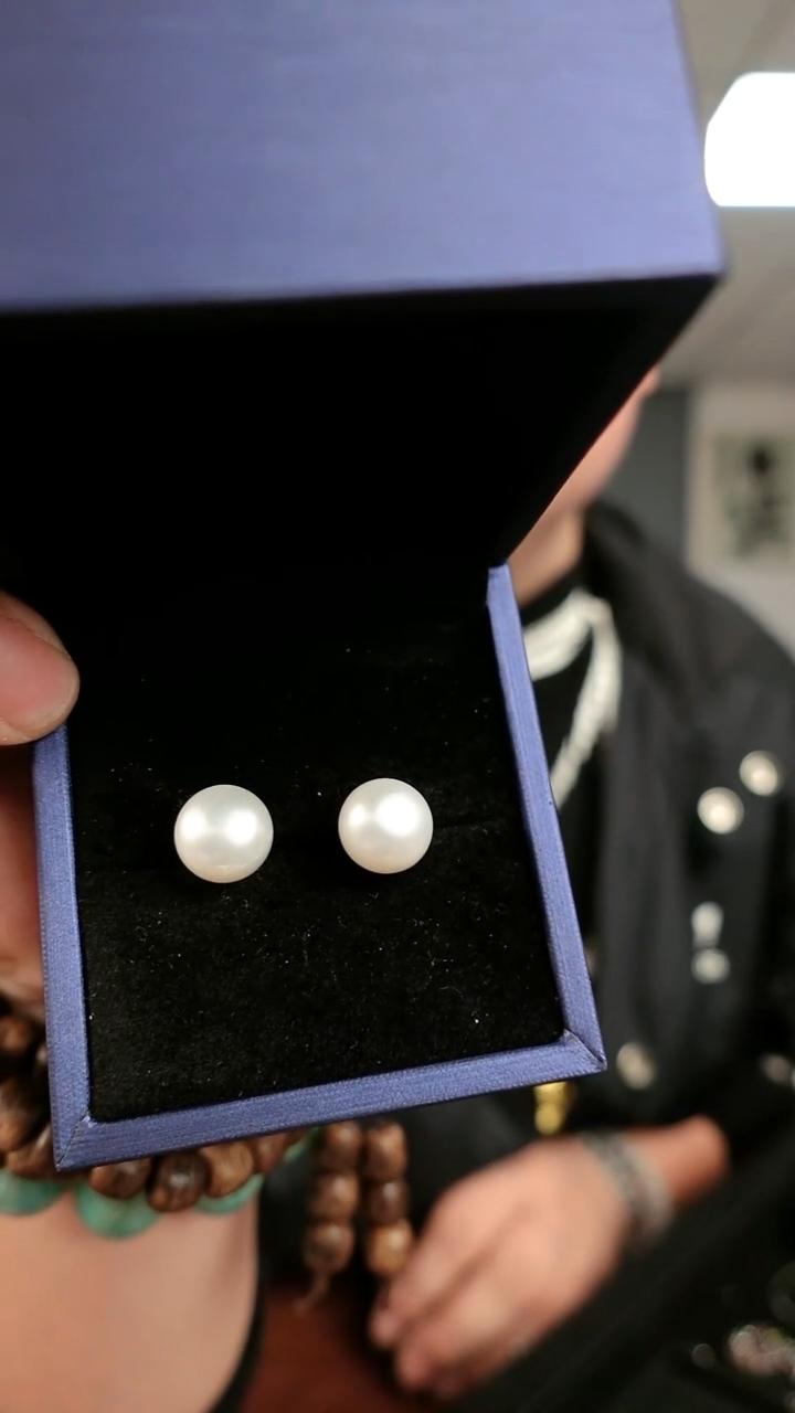 无合金白 珠  耳钉            