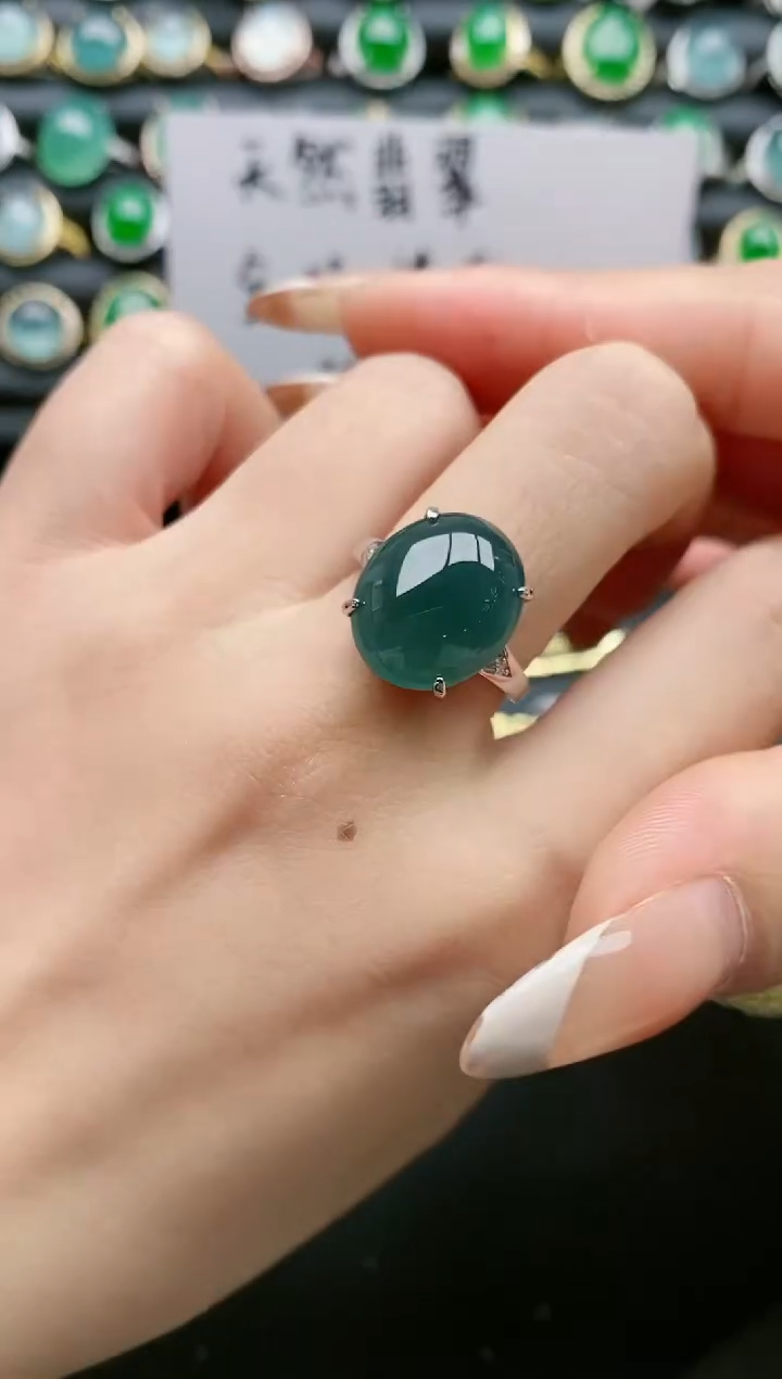 【闪购商品】翡翠戒指银S925镶嵌111111