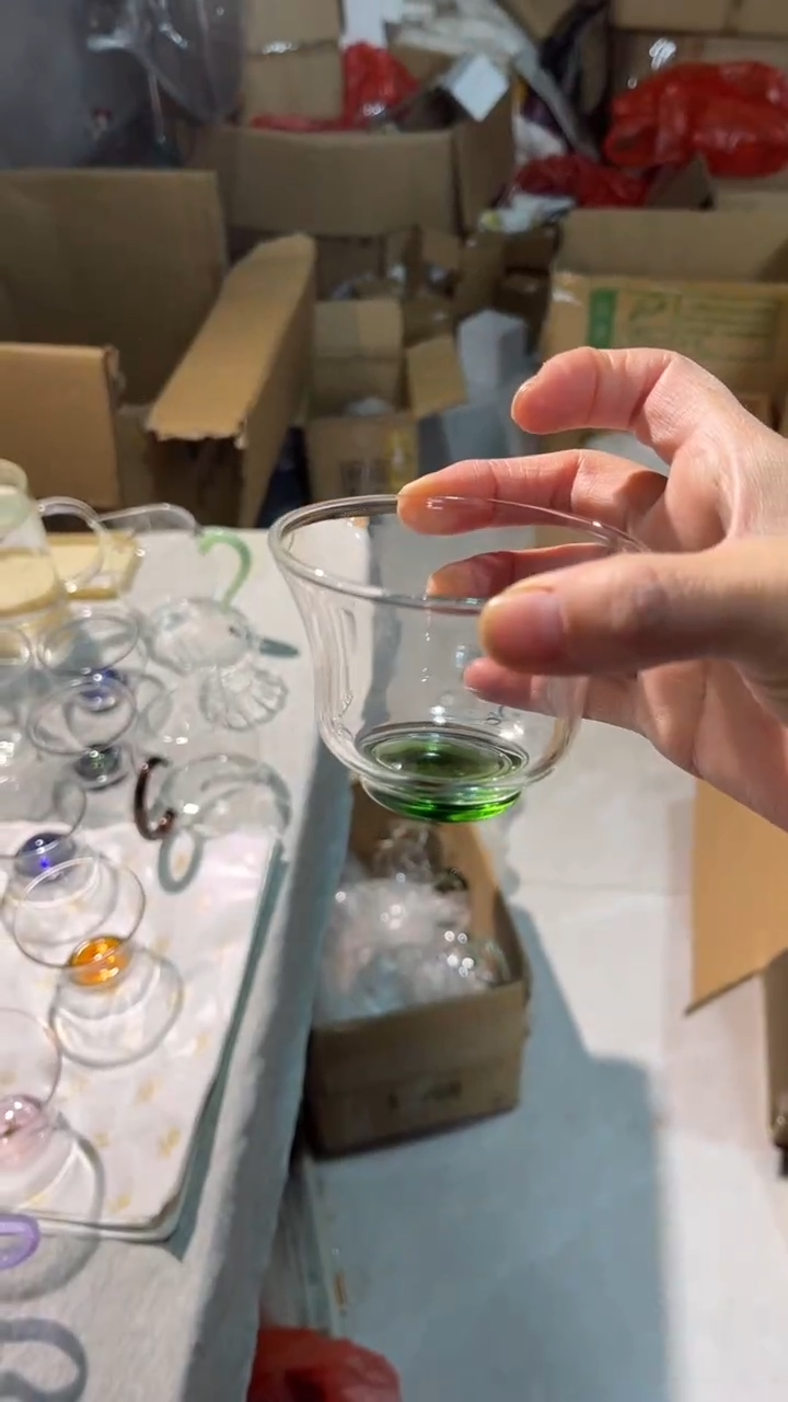 清杯  绿底   2只